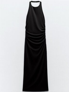 Zara | Black Ruched Halter Maxi dress